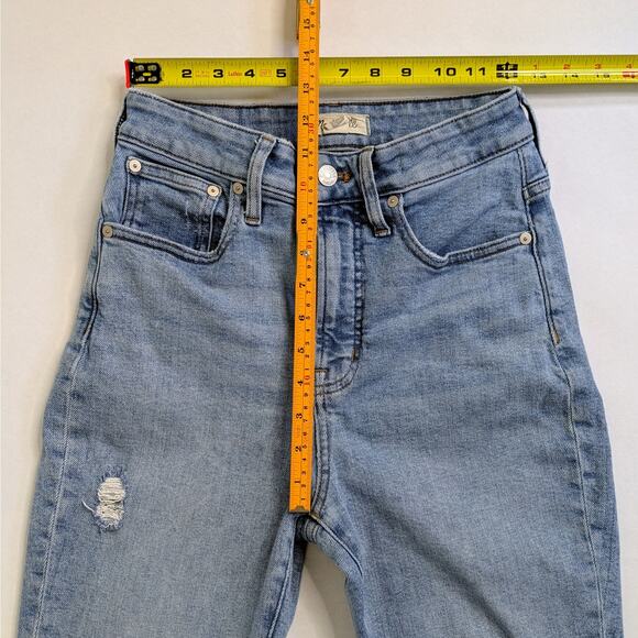 Madewell Curvy Perfect Vintage Crop Ripped High-Rise Straight Jeans 26P Petite - Picture 8 of 13
